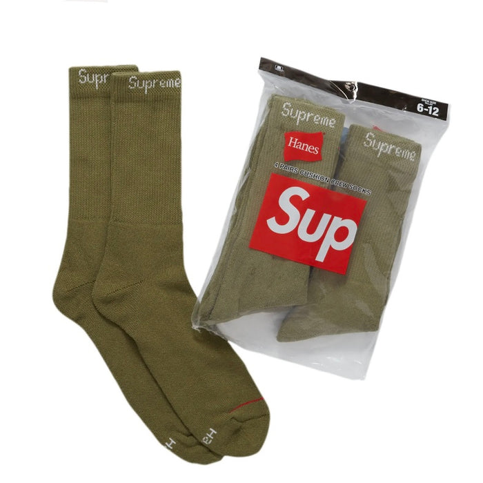 Supreme Hanes Crew Socks (4 Pack) 'Olive'