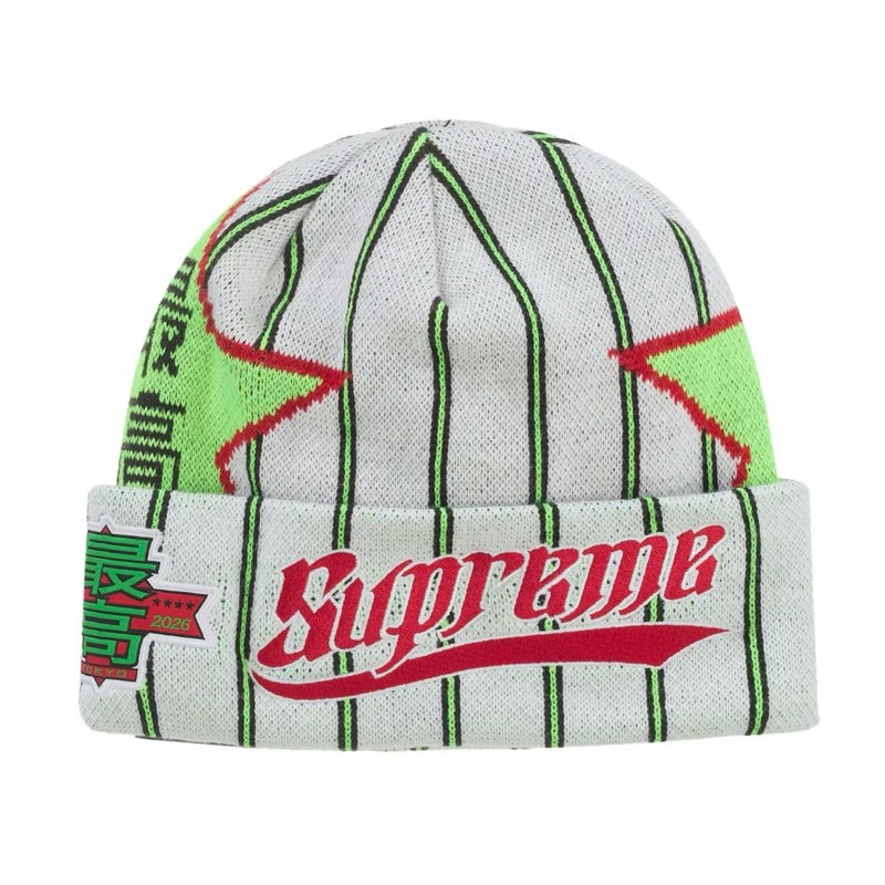 Supreme x New Era Stars Beanie White