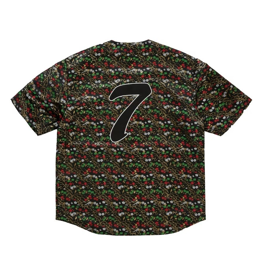 Supreme Floral Jacquard Baseball Jersey Black – United Kicks