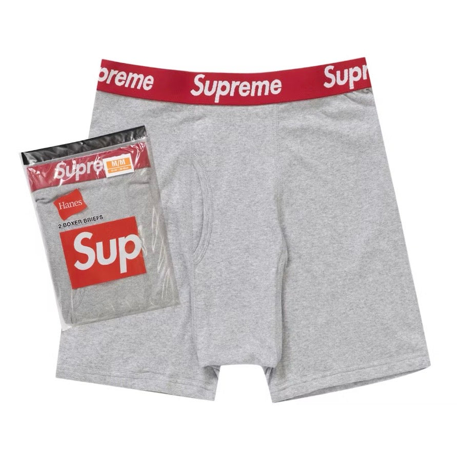 ☆新品☆Supreme Hanes Boxer Briefs / M、2枚 Supreme Hanes Boxer Briefs 2 Pack Heather Grey SS24 Brand New
