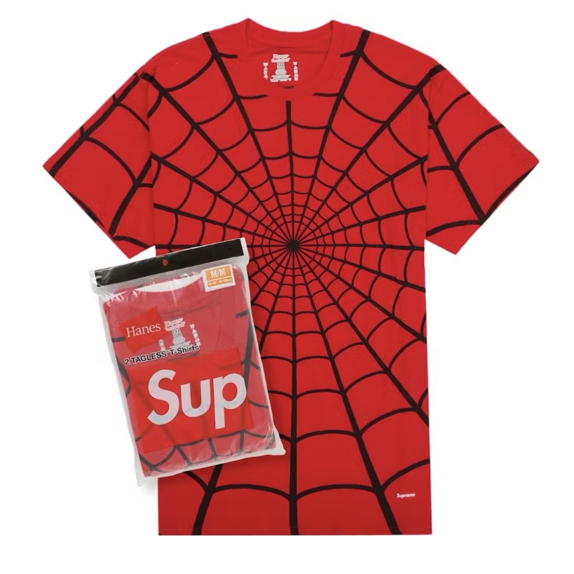 Supreme Hanes Spider-Man Tagless Tees (2 Pack) Red SS26 Brand New