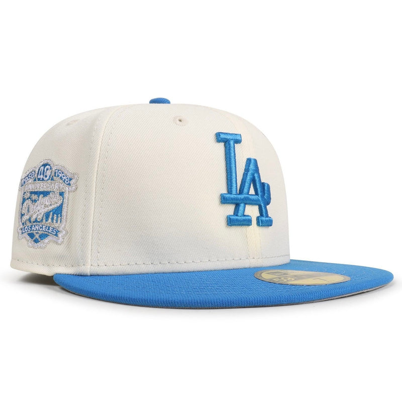 New Era 5950 Dodgers 40Th Anniversary Hat - Chrome/Southwest Blue