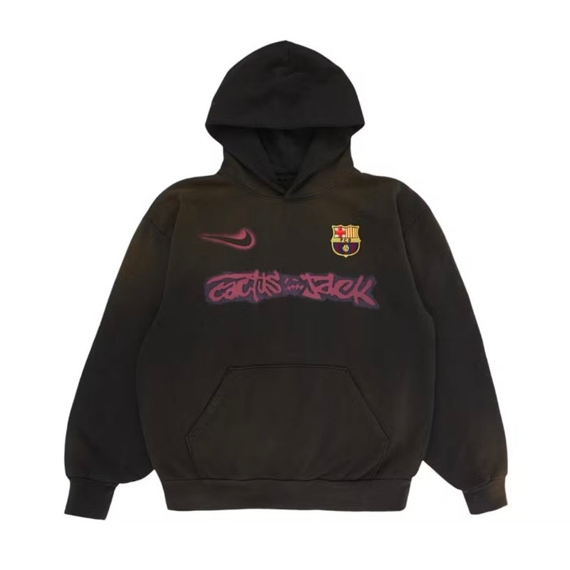 Travis Scott x Nike x FC Barcelona Spray Logo Hoodie Black