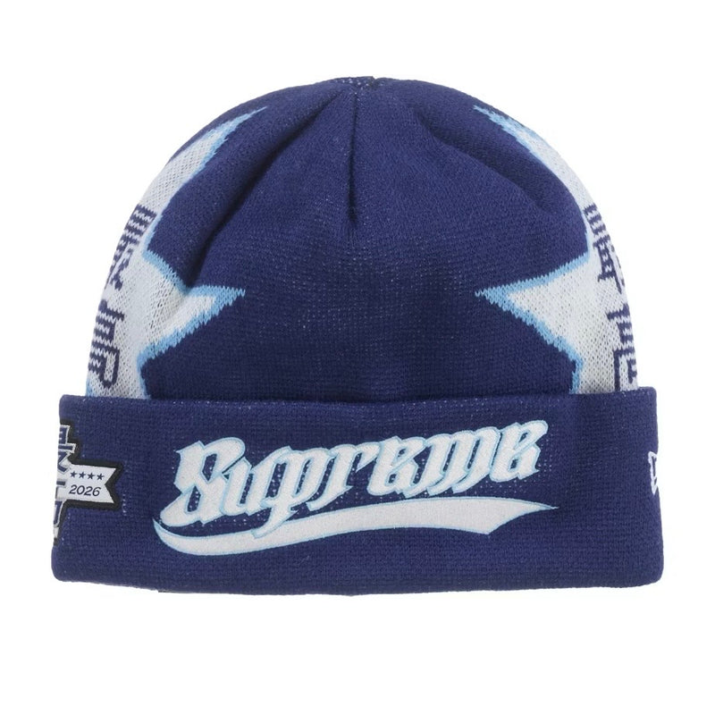 Supreme x New Era Stars Beanie Navy