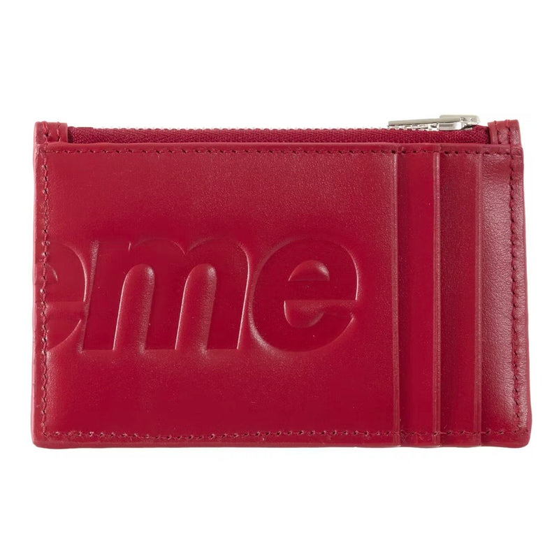Supreme Leather Zip Card Holder (FW25) Red