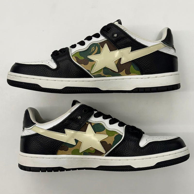 A Bathing Ape Bape SK8 Sta Black White Embroidery Heel Patch