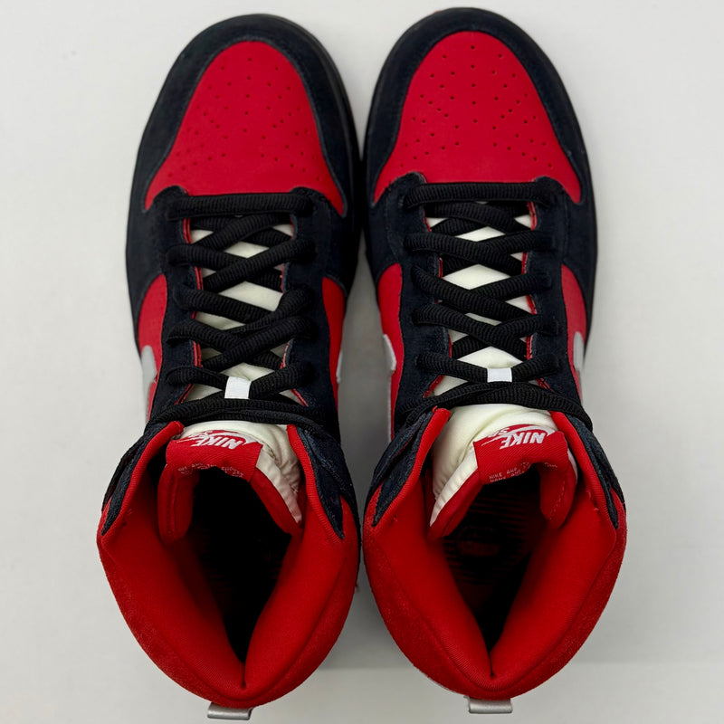 Nike SB Dunk High Sport Red Metallic Platinum