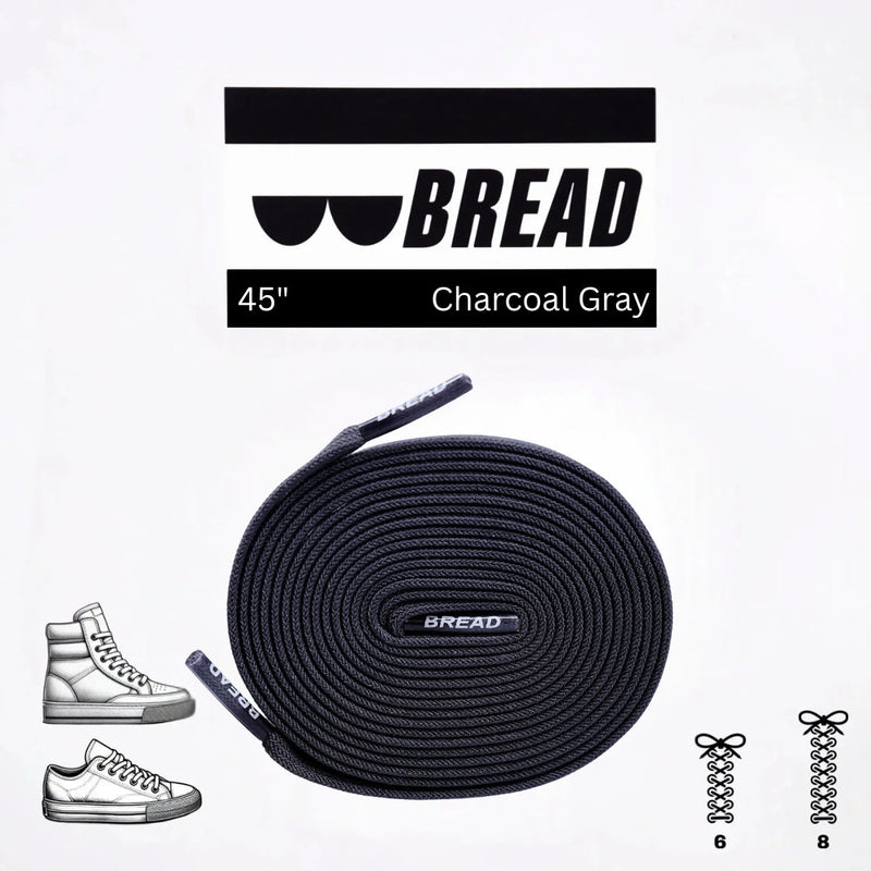 Bread Laces - Charcoal Grey Elastic Shoelaces