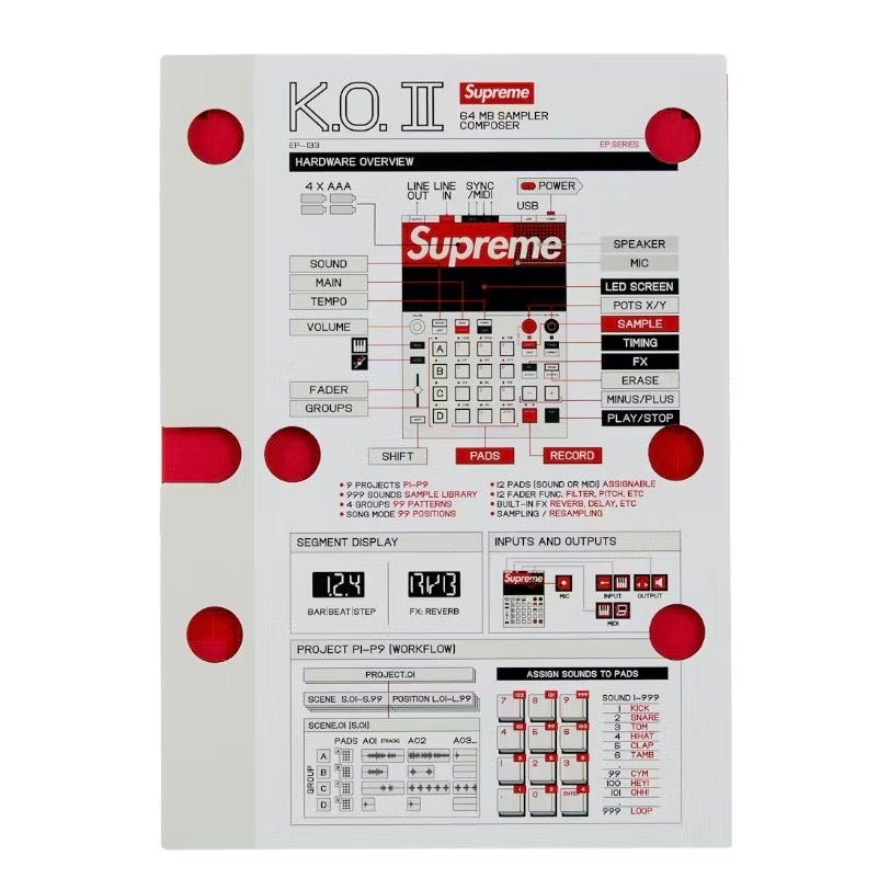 Supreme x Teenage Engineering EP-133 K.O. II Sampler White