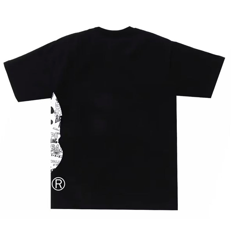 BAPE Hand Drawn Pattern Side Big Ape Head Tee Black/White