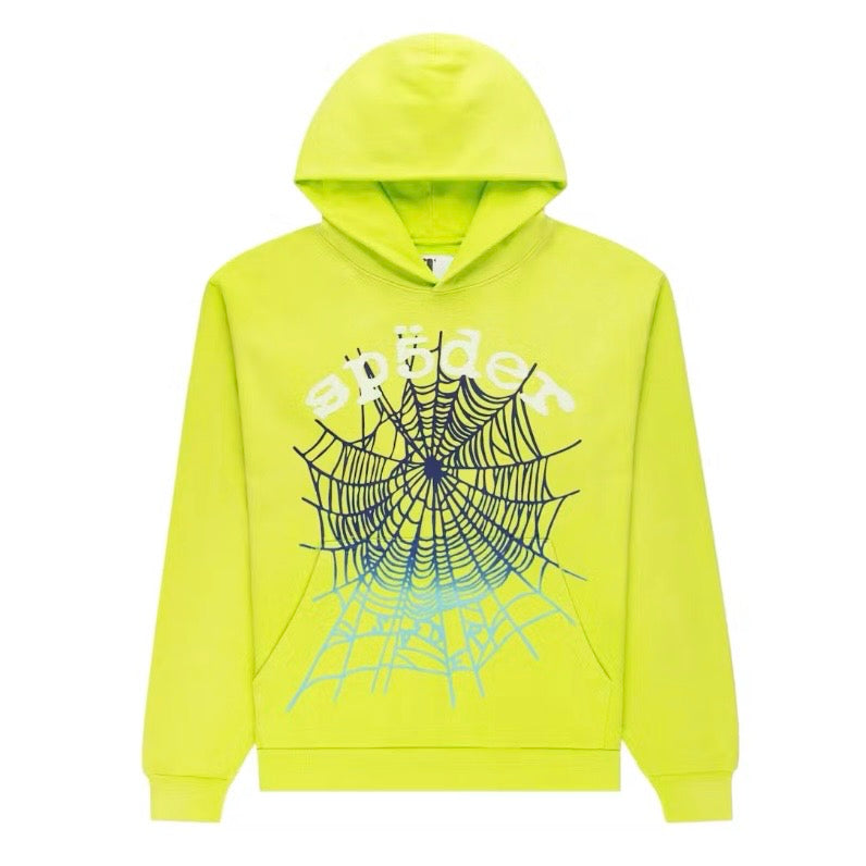 Sp5der OG Web V2 Gradient Hoodie Acid Green