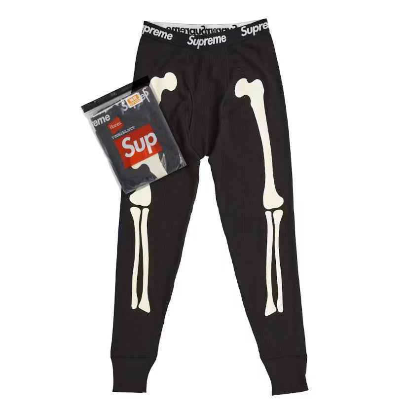 Supreme Hanes Bones Thermal Pant FW25 Black Brand New | United Kicks