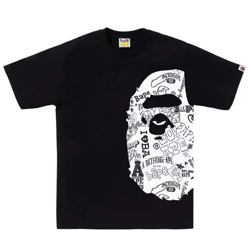 BAPE Hand Drawn Pattern Side Big Ape Head Tee Black/White