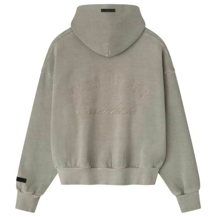 Fear of God Essentials Embroidered Classic Full Zip Hoodie Smoke Grey