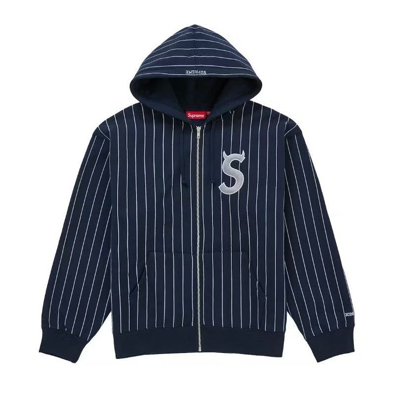 Supreme Devil's Logo Zip Up Hooded Sweatshirt Stripe