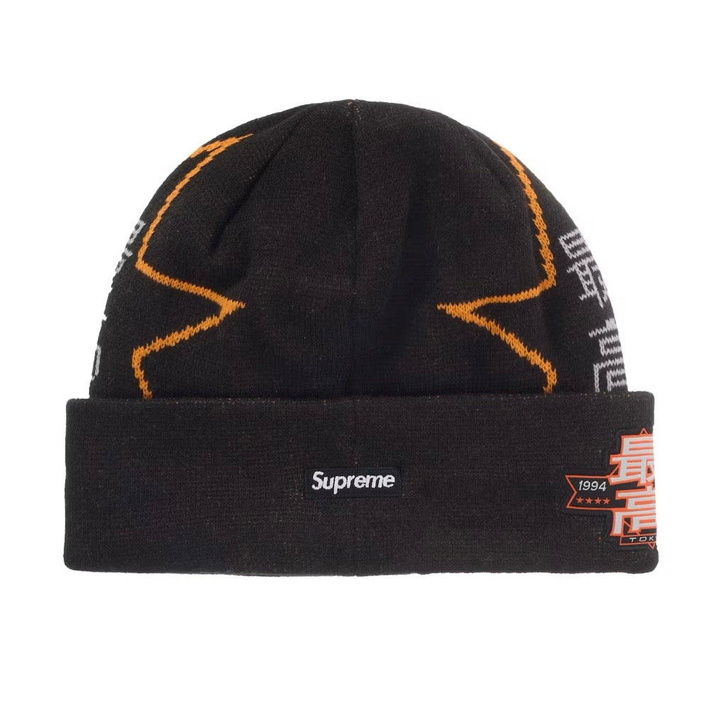 Supreme x New Era Stars Beanie Black | United Kicks