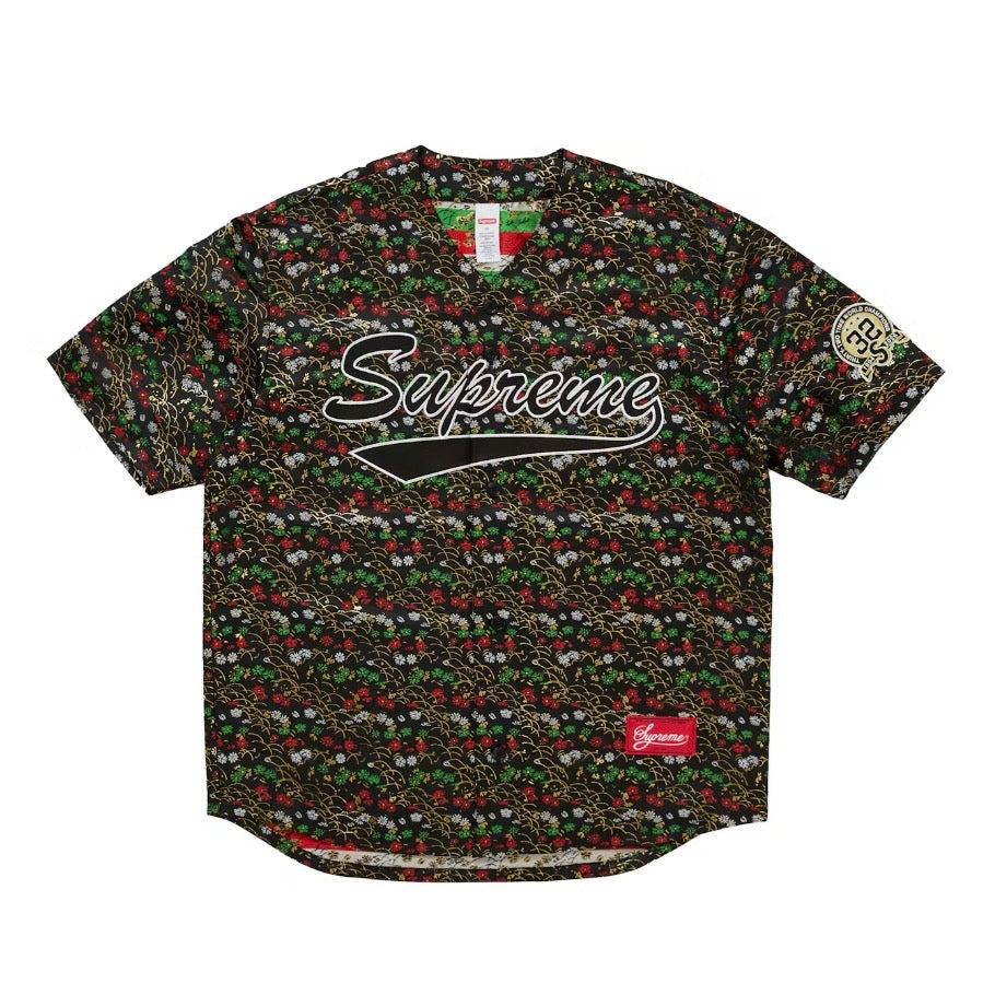 Supreme Floral Jacquard Baseball Jersey Black – United Kicks
