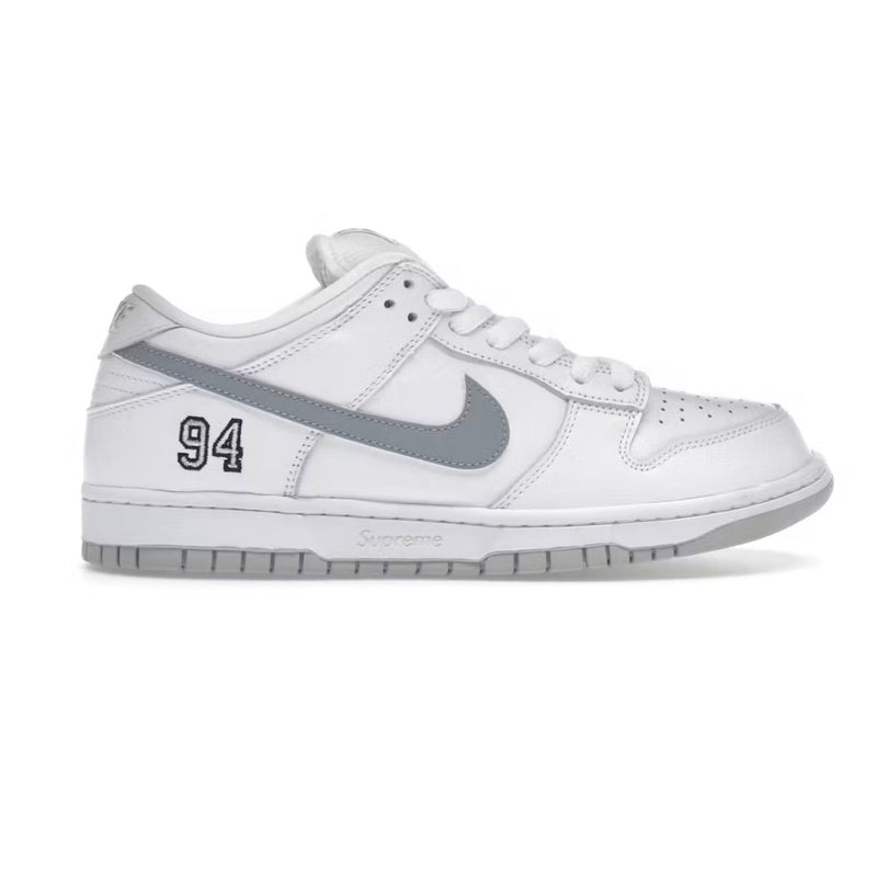 Nike SB Dunk Low Supreme 94 White Metallic Silver