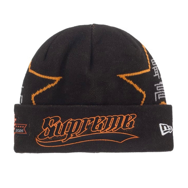 Supreme x New Era Stars Beanie Black