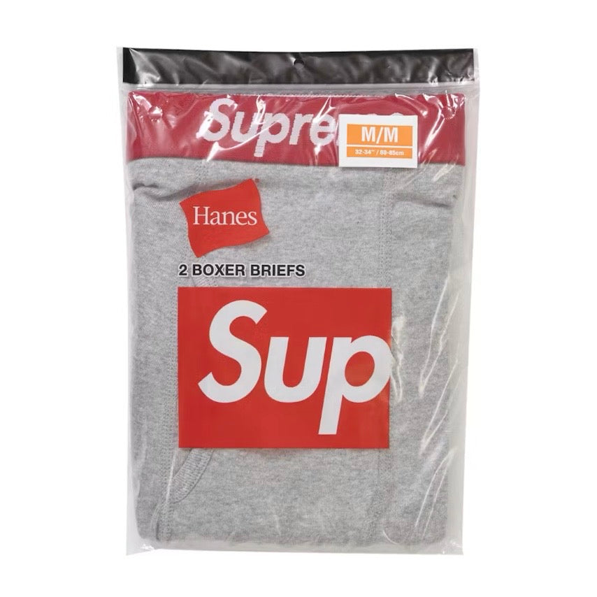 Supreme Hanes Boxer Briefs 2 Pack Heather Grey SS24 Brand New