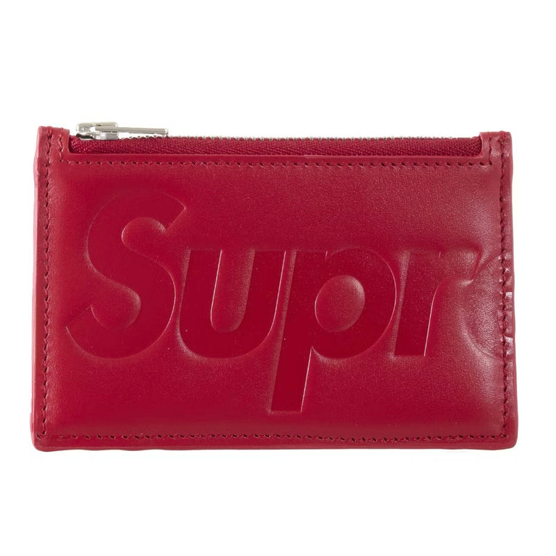 Supreme Leather Zip Card Holder (FW25) Red