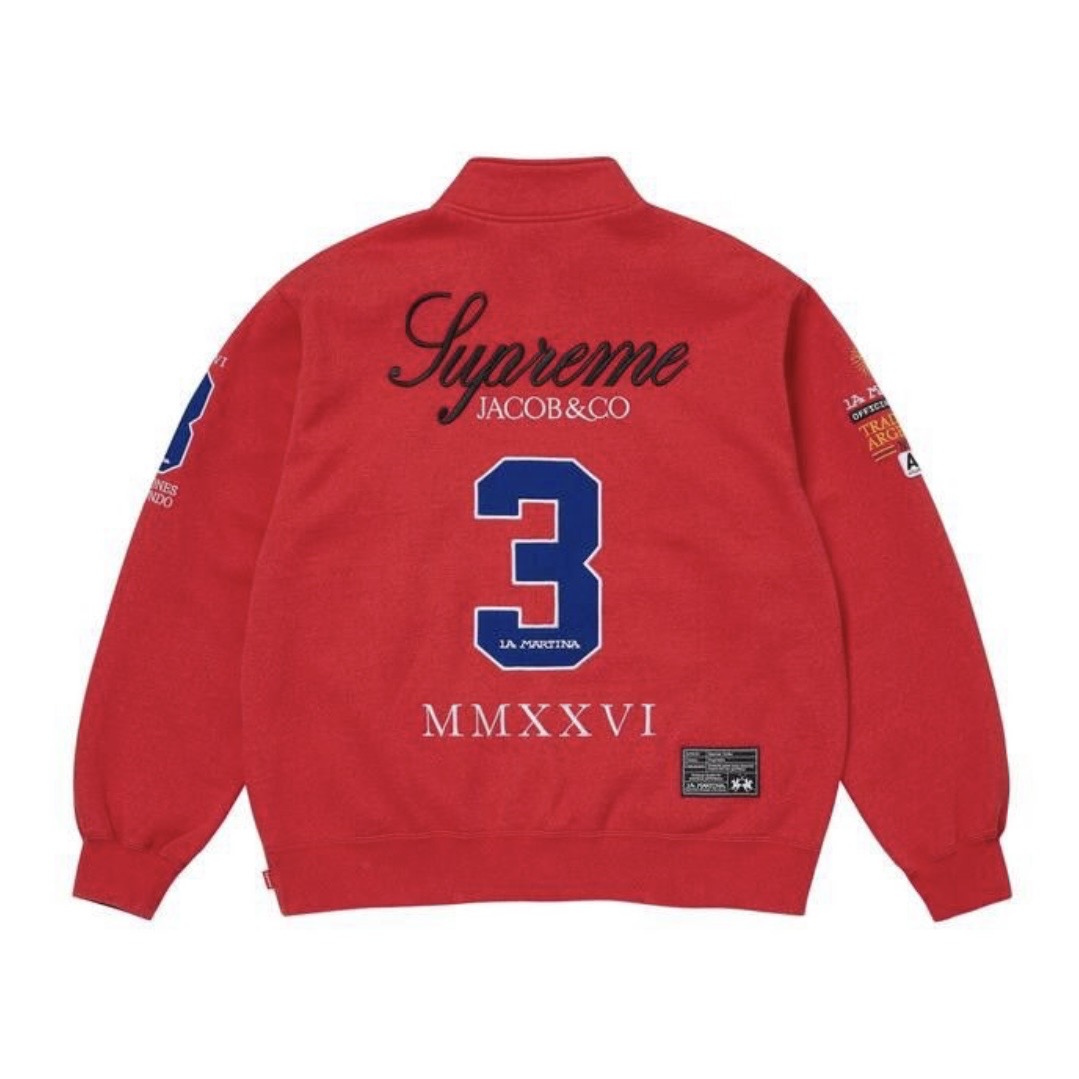 Supreme La Martina Zip Up Sweatshirt SS26 Red Brand New XL
