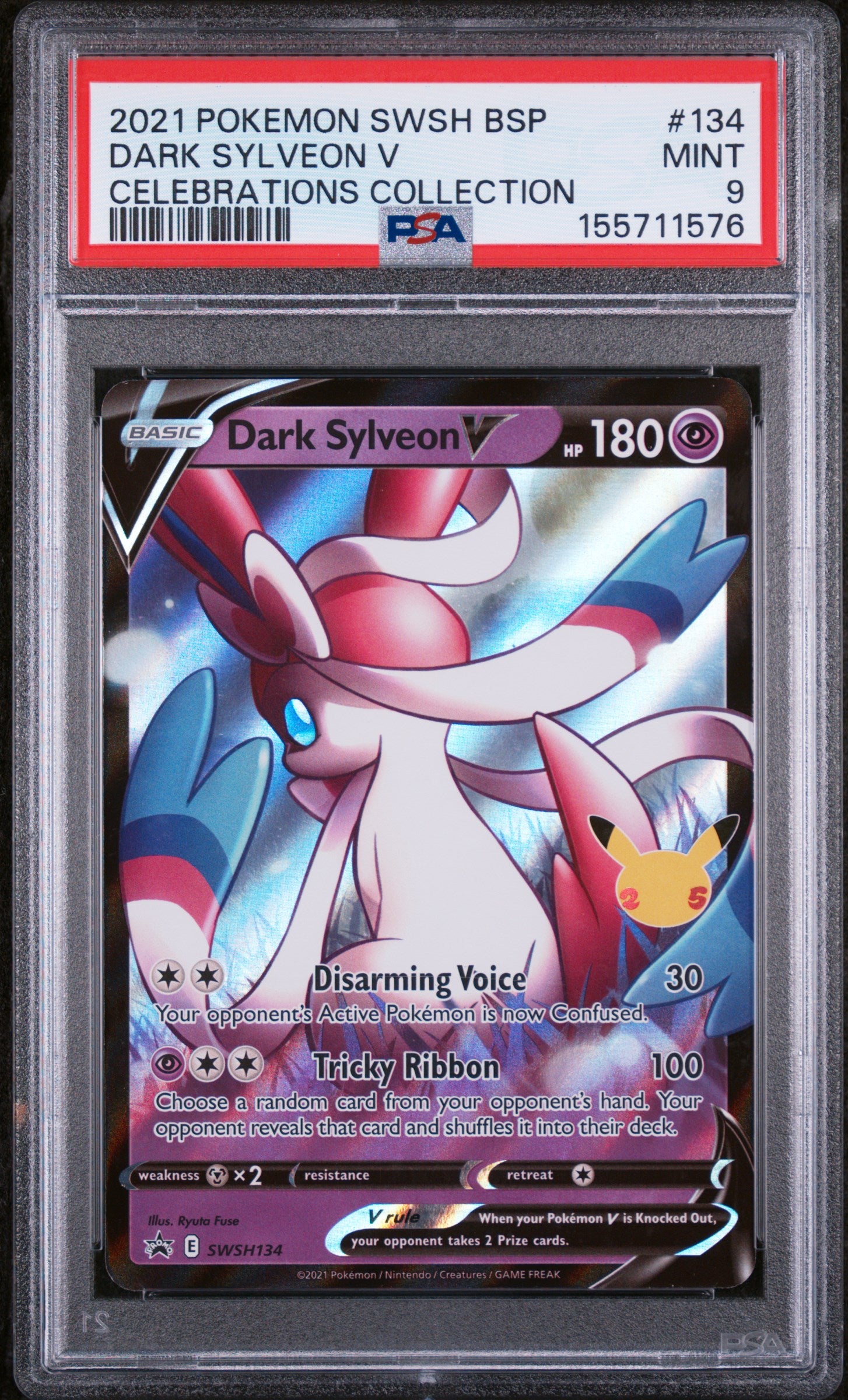PSA 9 Dark Sylveon V #134 SWSH Black Star Promo Celebrations
