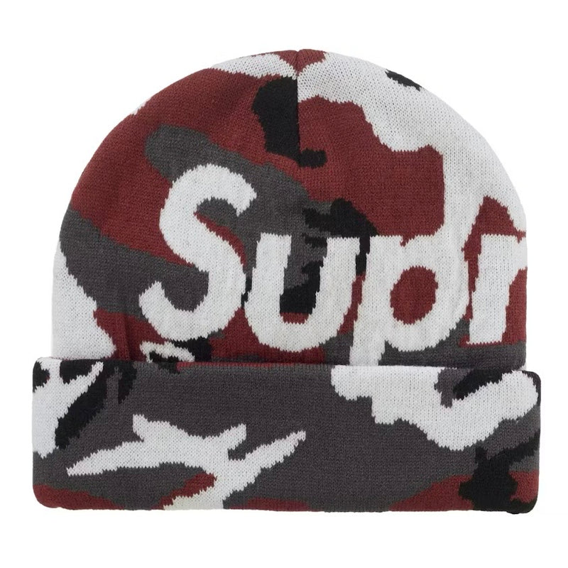 Supreme Camo Big Logo Beanie Red Camo
