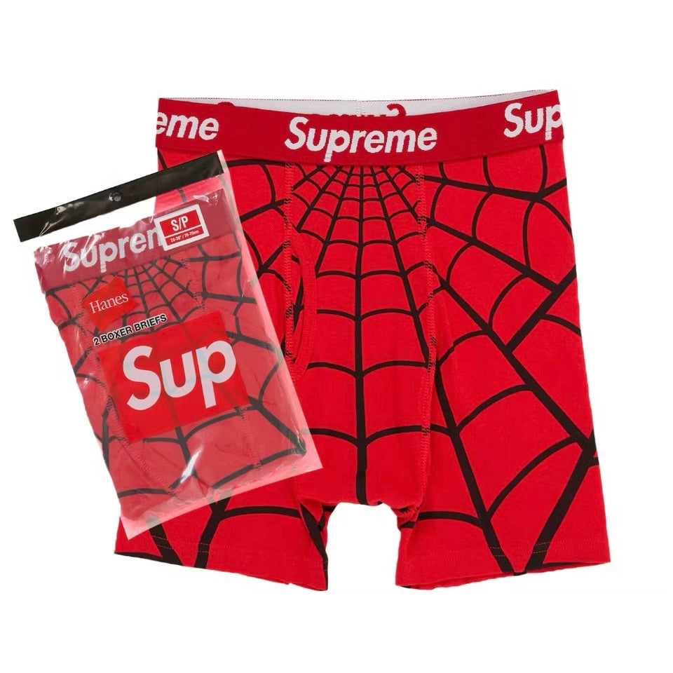 Supreme Hanes Spider-Man Boxer Briefs 2 Pack Red SS26 Brand New