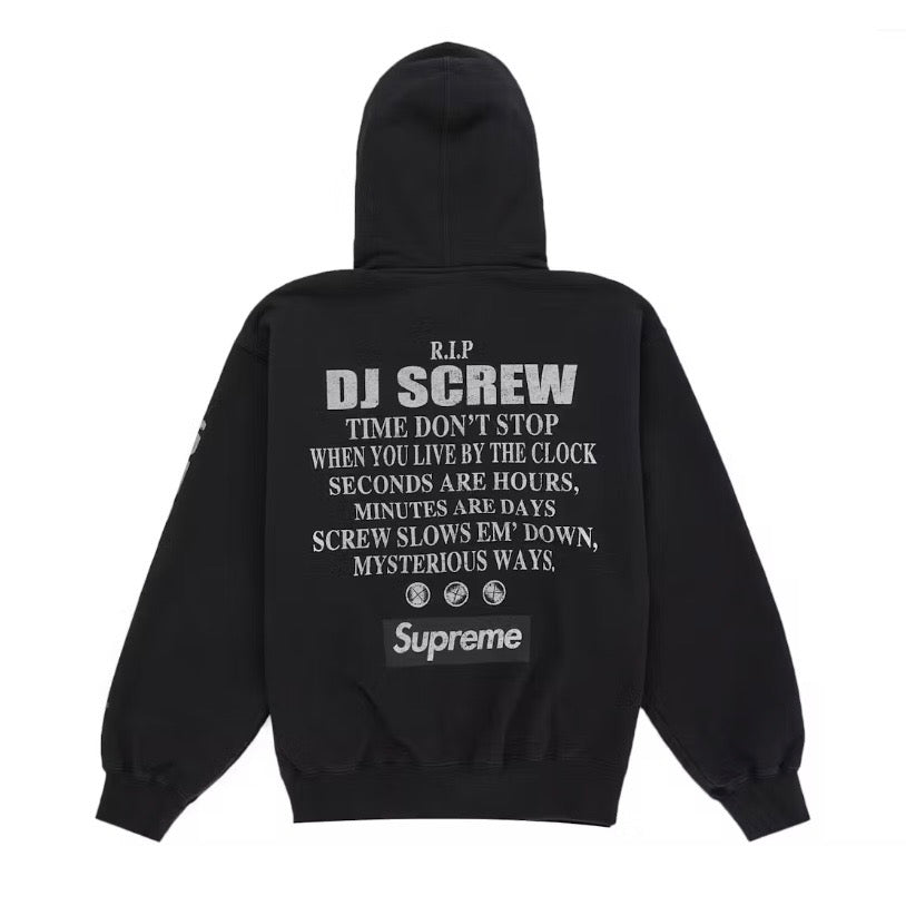 Supreme DJ Screw Zip Up Hooded Sweatshirt Black SS26 | United Kicks