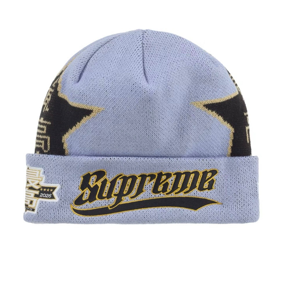 Supreme x New Era Stars Beanie Grey | United Kicks