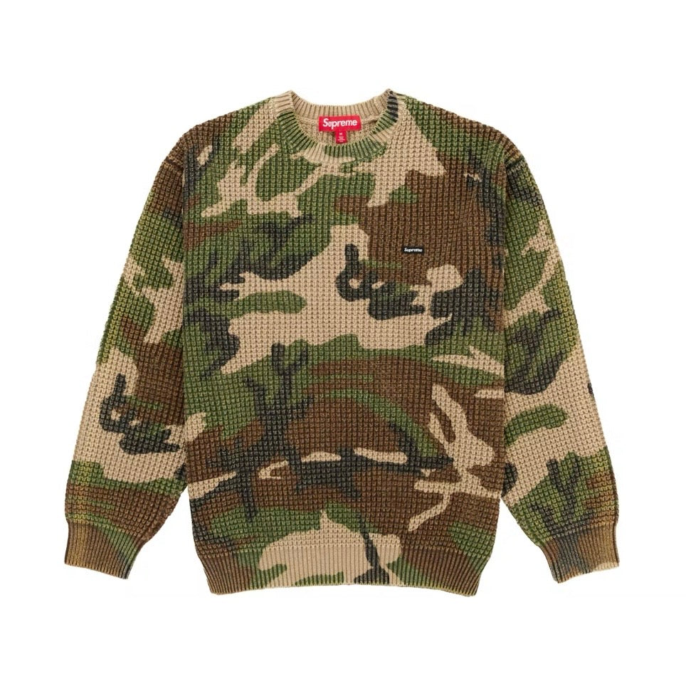 Supreme Washed Small Box Waffle Sweater Woodland Camo SS26