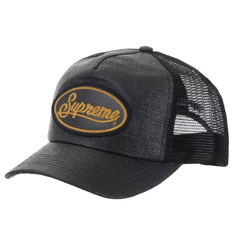 Supreme Raffia Mesh Back 5-Panel Hat Black