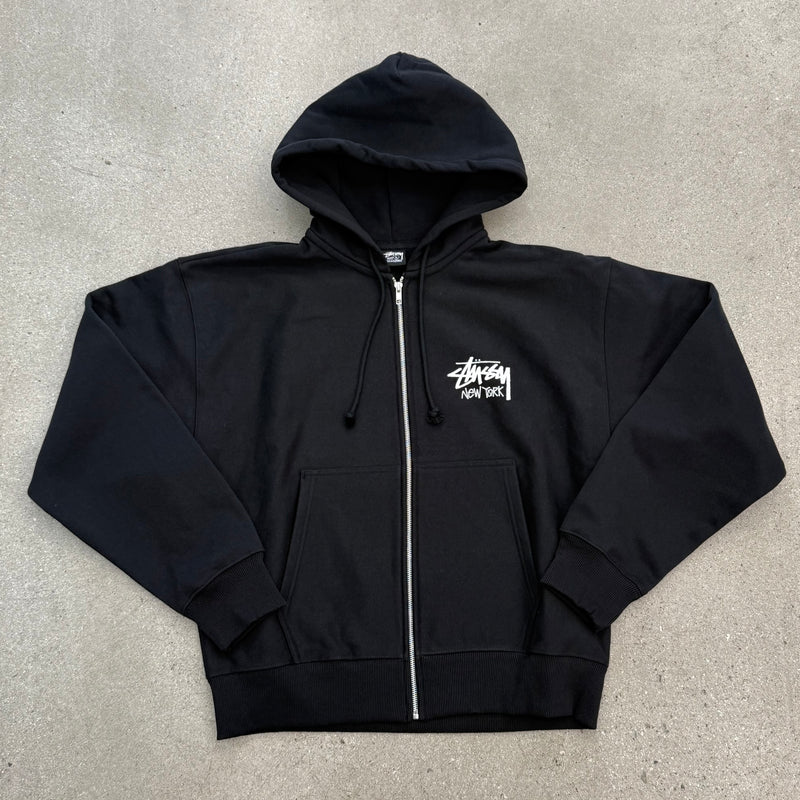 Stussy New York Zip Up Hoodie Black
