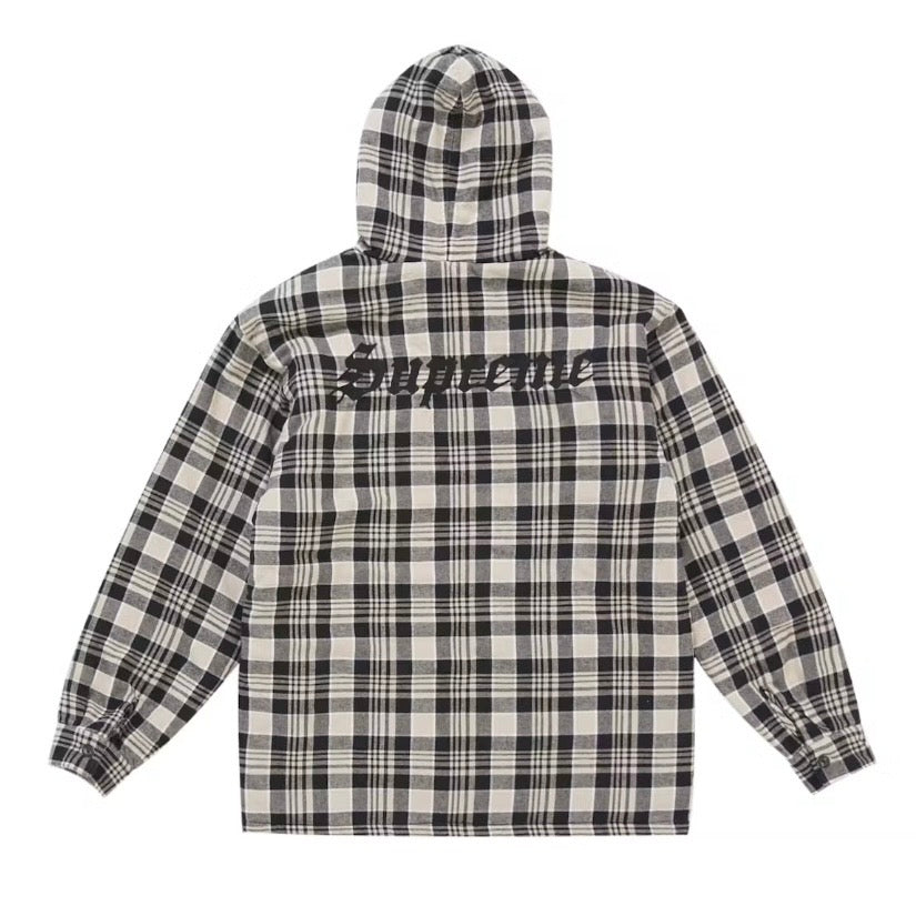 Supreme Lined Zip Up Hooded Flannel Shirt White - FW25 — United Kicks