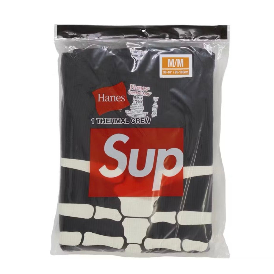 Supreme Hanes Bones Thermal Crew FW25 Black Brand New | United Kicks