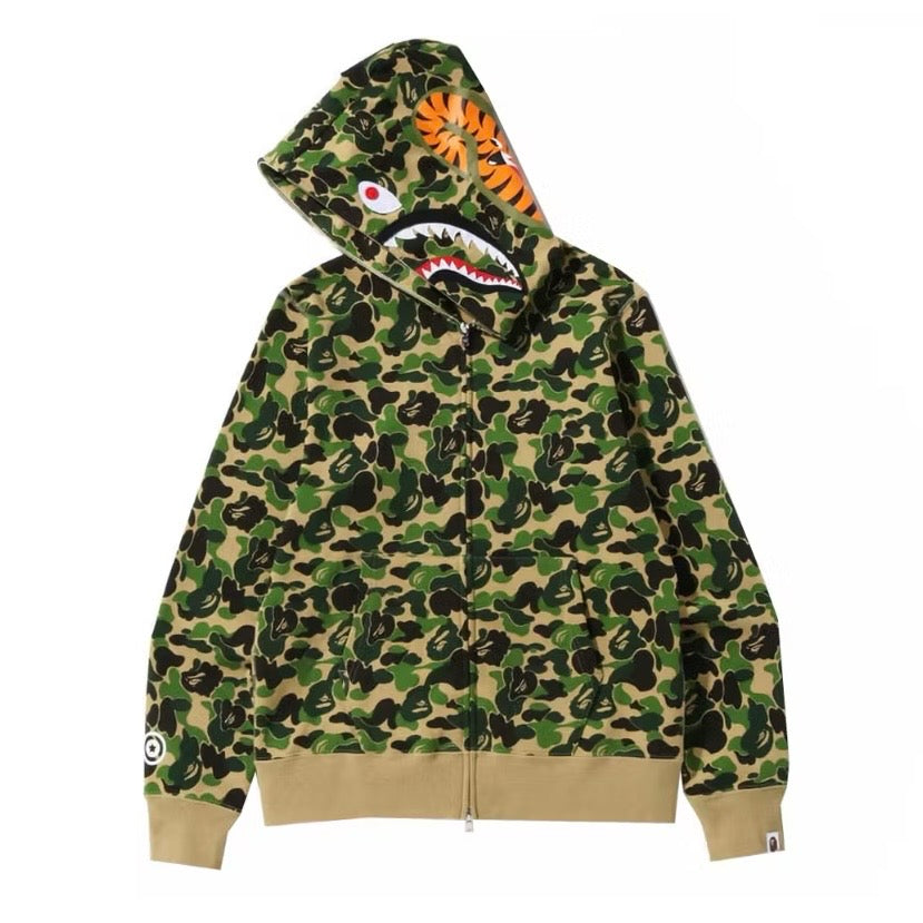 BAPE ABC Camo Shark Full Zip Hoodie Green - Green | Brand New