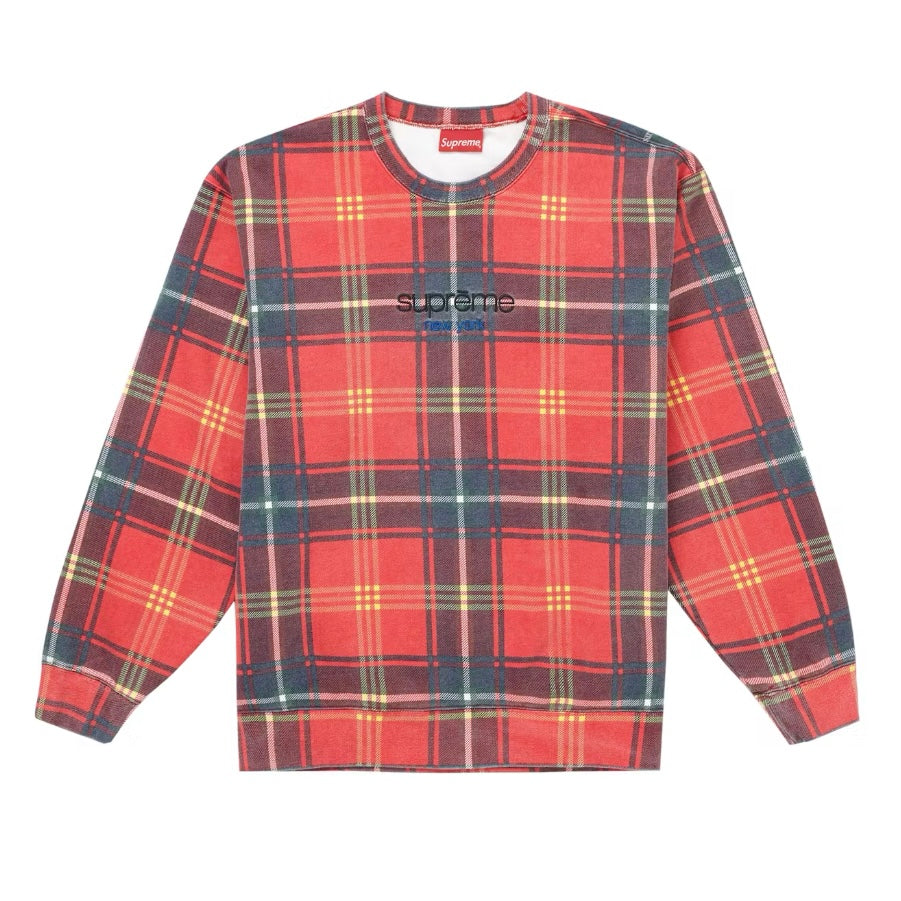 Supreme Plaid Crewneck Red — United Kicks