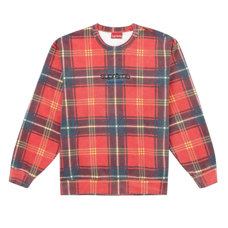 Supreme Plaid Crewneck Red