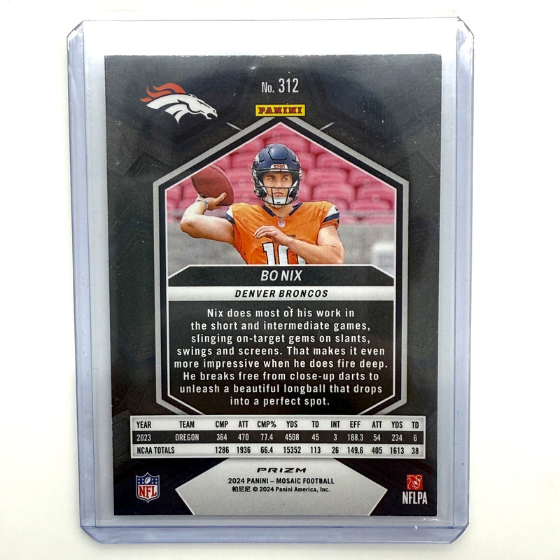 2024 Panini Mosaic - Rookies Bo Nix #312 Green Mosaic Prizm (RC)
