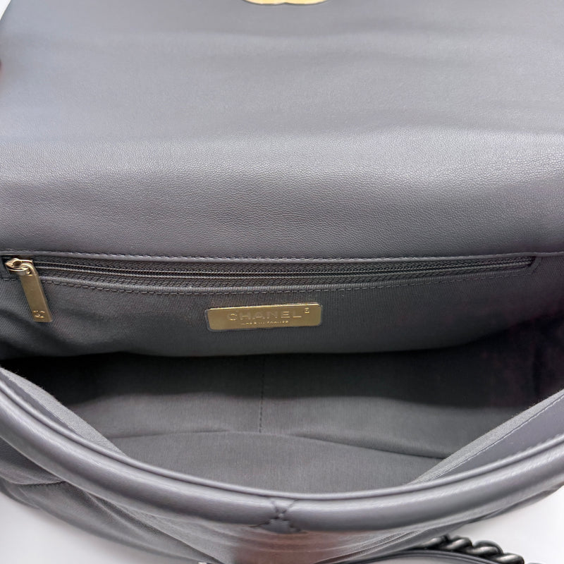 Chanel 19 Dark Grey Large Flap Bag Lambskin Leather 2021