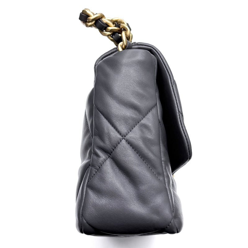 Chanel 19 Dark Grey Large Flap Bag Lambskin Leather 2021