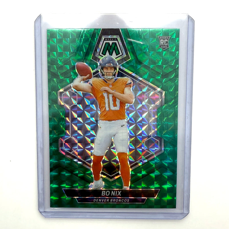 2024 Panini Mosaic - Rookies Bo Nix #312 Green Mosaic Prizm (RC)