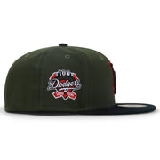 Green baseball cap with a logo on a white background