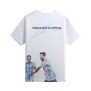 Back view of Kith X Adidas Messi World Cup Tee White with impossible is nothing text and football graphics