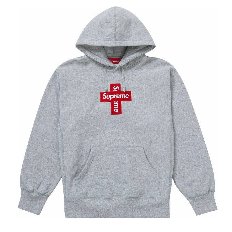 Supreme Cross Box Logo Hooded Sweatshirt 'Heather Grey'