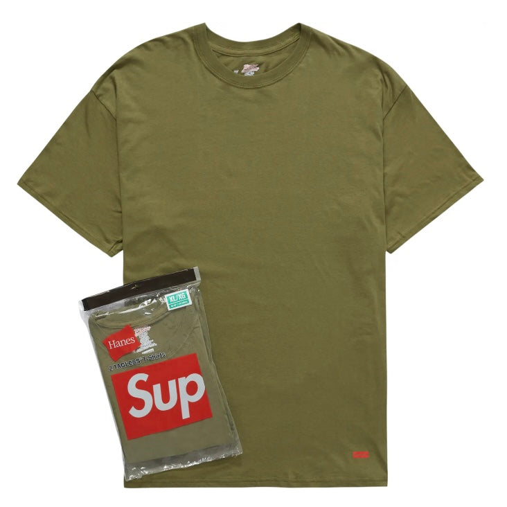 Supreme Hanes Tagless Tees (2 Pack) 'Olive' — United Kicks