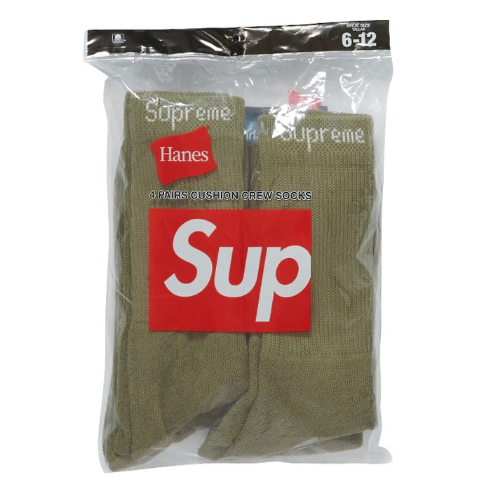 Supreme Hanes Crew Socks (4 Pack) 'Olive' — United Kicks